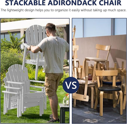 Stackable Adirondack Chairs Set of 4, Compact HDPE, All-Weather - Image 4