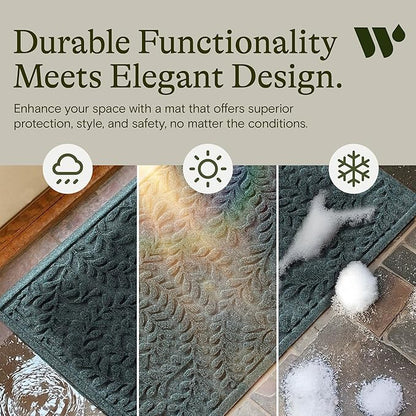 WaterHog Indoor/Outdoor Use Door Mat, 2' x 3', Made in USA, Welcome Mat for Front Door, Durable, Water-Trapping Floor Rug, Decorative, Skid-Resistant Entryway, Boxwood Collection, Bluestone