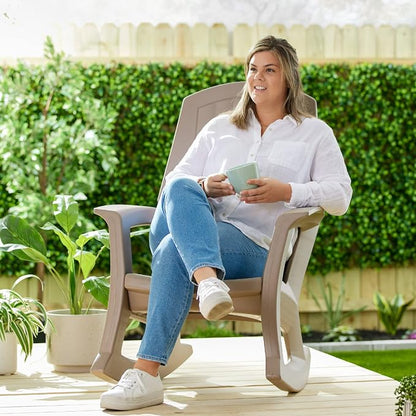 Rockaway Heavy Duty All Weather Patio or Deck Rocking Chair, Taupe | - Image 6