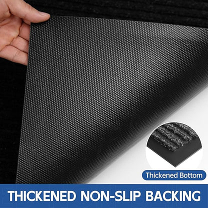 Front Door Mat, 10' x 3' Heavy Duty Indoor Outdoor Door Mat Entrance, Commercial Welcome Mats, Stain and Fade Resistant, Durable Rubber Backing, Low Profile Entry Mat for Patio, Black Stripe