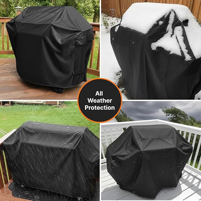 58 Inch BBQ Grill Cover, Heavy Duty Waterproof Outdoor Grill Cover, UV, Fade & Tear Resistant, Secure Fit with Straps, Fits Most Gas BBQ Grills
