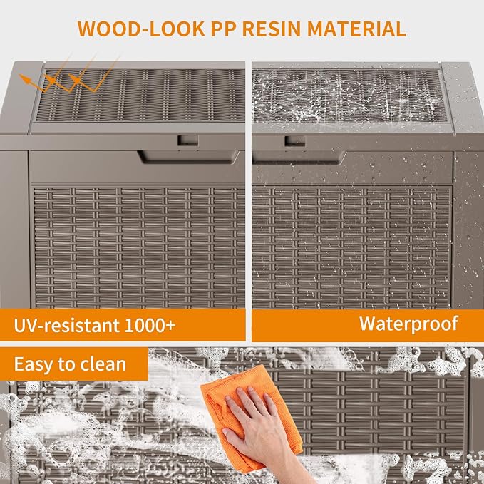 PatioZen 36 Gallon Deck Box Outdoor, Weatherproof Resin Patio Storage Box - Image 4