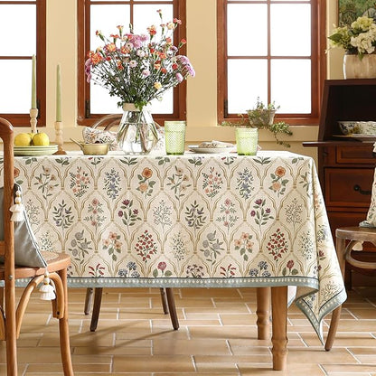 ISAENNE Designer Linen Long Tablecloth Rectangle,Western Colorful Floral Indoor Table Cloth,Wrinkle Resistant Decor Tablecloths for Dining Thanksgiving Kitchen Christmas,63"*102"-Serenity B