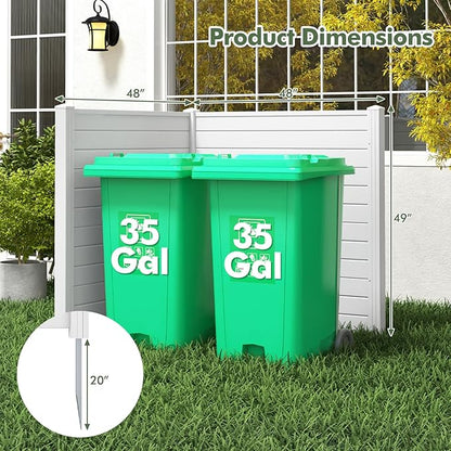 Giantex Air Conditioner Fence 4 Panels - 48''W x 48''H Outdoor Privacy Screen with Upgraded Metal Stakes, PVC Trash Can Enclosure, Decorative Garden Fences for Patio Lawn AC Unit Pool Pump, White