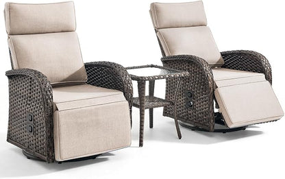 3 Pieces Zero Gravity Patio Swivel Recliner Chairs Set of 2 - Image 7