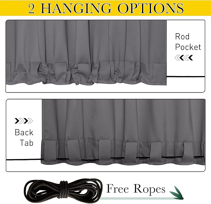 NICETOWN 2 Panels Outdoor Curtains Bottom Fixed - Image 8
