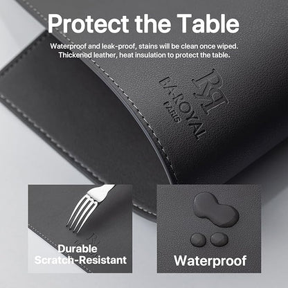 Faux Leather Placemats Set of 4 Vinyl Washable Wipeable Table Mats for Kitchen Dining Table Heat Resistant Waterproof Modern Indoor/Outdoor Placemats Non-Slip Easy Clean Place Mats (Dark Gray)