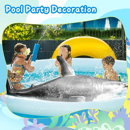 Extra Large Inflatable Shark Pool Toy,79inch Shark Pool Birthday Party Decorations,Blow Up Animal Party Favors Supplies Gift for Kids Adults
