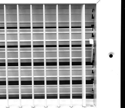 18"w X 6"h Adjustable AIR Supply Diffuser - HVAC Vent Cover Sidewall or Ceiling - Grille Register - High Airflow - White [Outer Dimensions: 19.75"w X 7.75"h]