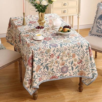 Designer Linen Small Square Tablecloth,William Morris Floral Colorful Pattern Table Cloth,Decor Table Cover for Kitchen,Dining,Thanksgiving,Party,Christmas,55"*55"-Flowershadow a