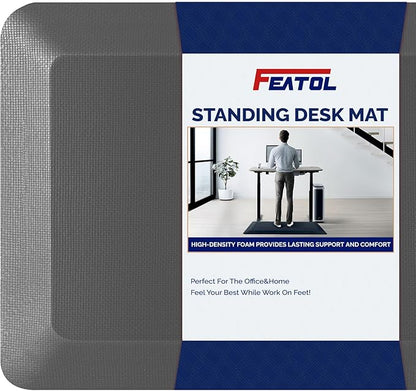 FEATOL Anti Fatigue Mat for Standing, 9/10 Extra Thick Ergonomic Standing Desk Mat, Comfort & Durable Memory Foam Standing Mat at Home,Office All Day (20" x 59", Grey, 1PC)