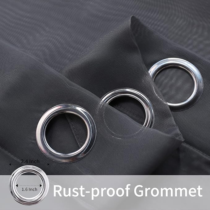 BONZER Outdoor Sheer Curtains for Patio Waterproof 2 Panels | Grommet - Image 3
