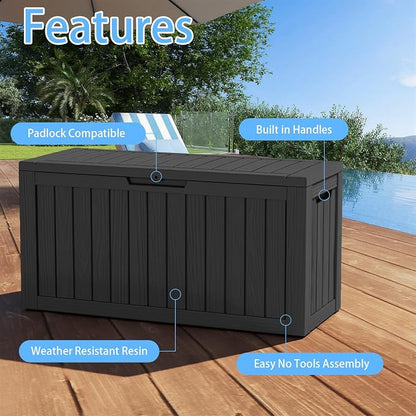 85 Gallon Outdoor Deck Box, Resin Waterproof Storage Box - Image 4