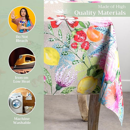 Maison d' Hermine Table Cloth Rectangle Table 100% Cotton 70 x 120 Inches Tablecloth Reusable Decorative for Dining Room, Farmhouse, Home, Party, Festive & Wedding Spring Summer - Jardin D'Ete - Fog