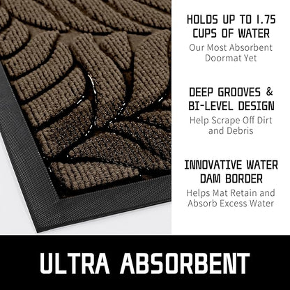 Yimobra 60x36 Large Door Mat Outdoor Indoor, All-Season Waterproof Door Mat Outside Entrance, All-Weather Non-Slip Outside Doormat for Garage Patio Entryway, Brown