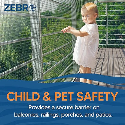 ZEBRO Plastic Hardware Mesh Screen & Fence Roll (3' x 15' - Green) - Plastic Indoor or Outdoor Balcony, Patio & Porch Netting - Safety Barrier Plastic Fence to Protect Pets & Kids Around The Home -