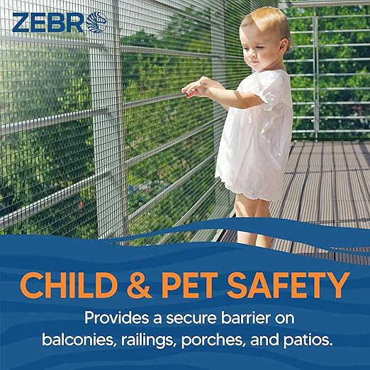 ZEBRO Plastic Hardware Mesh Screen & Fence Roll (2' x 15' - Green) - Plastic Indoor or Outdoor Balcony, Patio & Porch Netting - Safety Barrier Plastic Fence to Protect Pets & Kids Around The Home