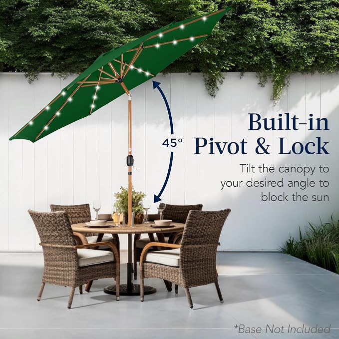 Best Choice Products 10ft Solar Market Patio Umbrella w/Woodgrain Pattern Pole - Image 5