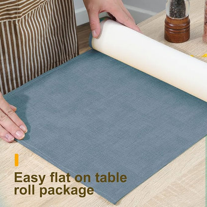 Wipeable Table Runner, Thick Farmhouse Dresser Runner, Rustic for Kitchen, Bedroom, Living Room, Indoor and Outdoor (36'', Blue Grey)