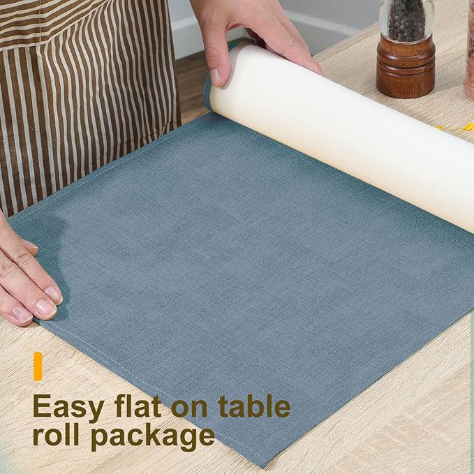 Wipeable Table Runner, Thick Farmhouse Dresser Runner, Rustic for Kitchen, Bedroom, Living Room, Indoor and Outdoor (60'', Blue Grey)