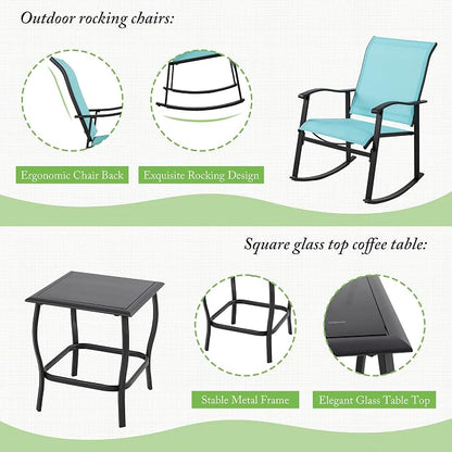 Shintenchi 3 Piece Rocking Bistro Set, Outdoor Furniture - Image 5