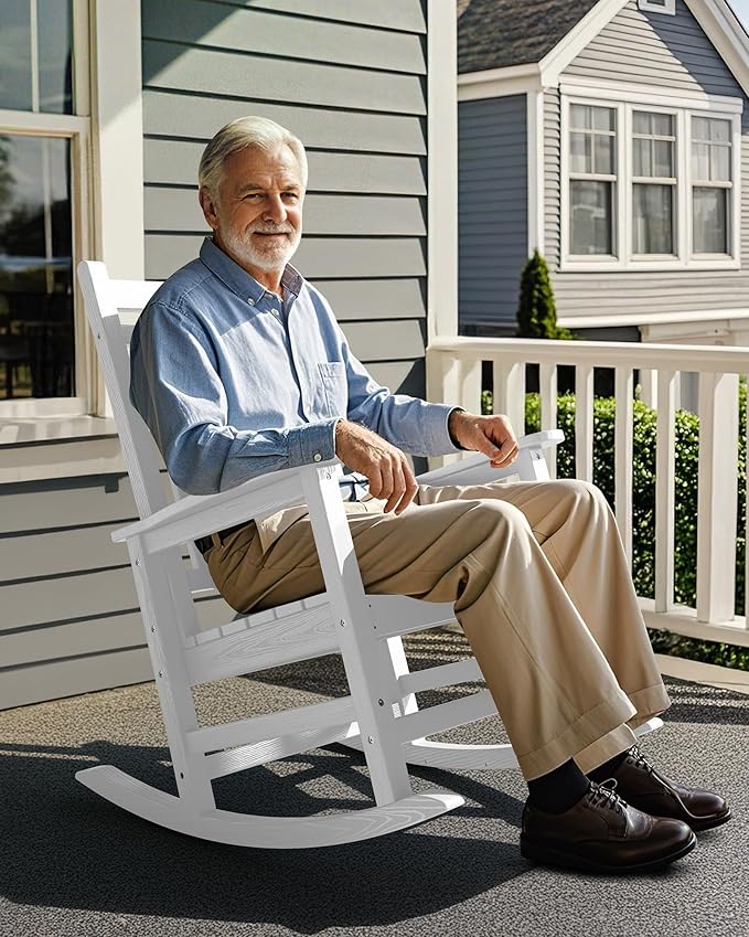 SERWALL Outdoor Rocking Chair Set of 2, Adult HDPE Rocking Chair, Oversized - Image 8