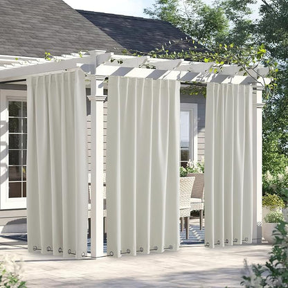 NICETOWN Weighted Curtains for Patio Waterproof W66xL84 Natural 2 Panels | - Image 5