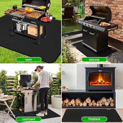 MODIGT 60"×48" Under Grill Mat for Outdoor Grill,Double-Side Fireproof & Heat-Resistant Outdoor Grill Mat,Protective Mat for Patio,Courtyard,Tabletop