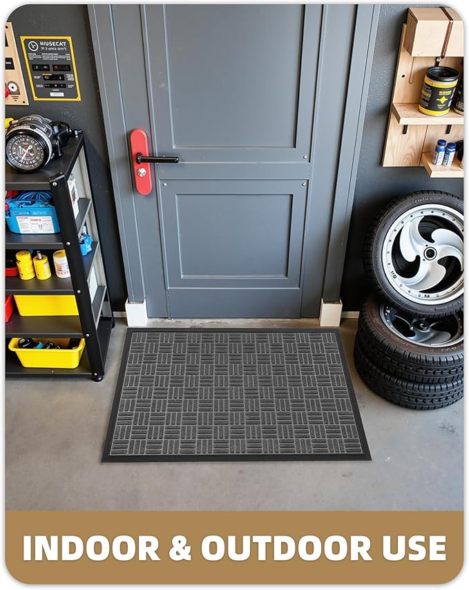 Color&Geometry Large Front Door Mat Outside Entrance, Heavy Duty Non Slip Low Profile Doormat for Entryway, Trap Dirt and Moisture Welcome Mats All-Weather, Easy Clean, Patio, Garage, 28"x60" Grey