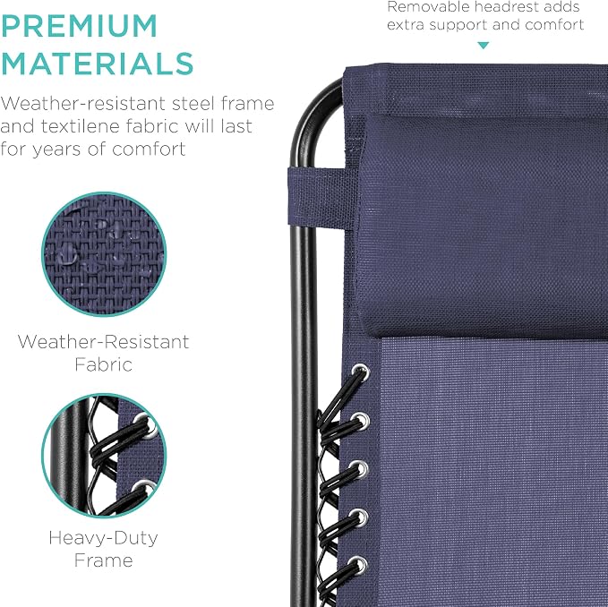 Best Choice Products Set of 2 Adjustable Steel Mesh Zero Gravity Lounge Chair - Image 7