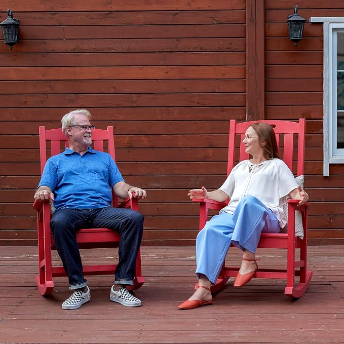 Oversized Outdoor Rocking Chair, HDPE Porch Rocker | High Back Rocking Chairs - Image 2