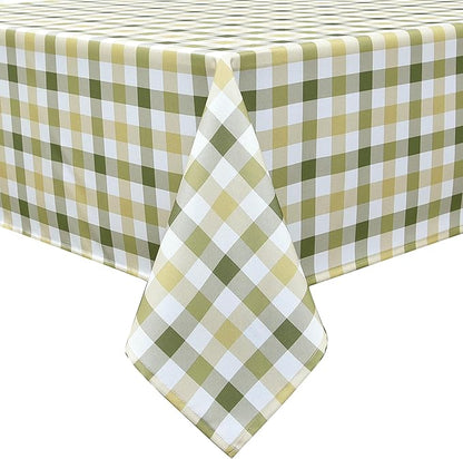 Classic Gingham Plaid Tablecloth Fabric - Rectangular 58x102 Inch Water Resistant Checked Table Cloth for Indoor/Outdoor Use - Table Cover for Kitchen, Picnics, Gardens, and Parties