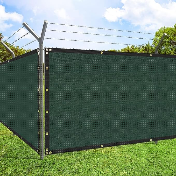 ECOOPTS 8'x211' Privacy Fence Screen Windscreen with Copper Grommets, Fit for Commercial Fence and Residential Garden Outdoor 90% UV Blockage, Cable Zip Ties Included (Green)