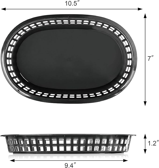 New Star Foodservice 44041 Fast Food Baskets, 10.5 x 7 Inch, Set of 12, Black