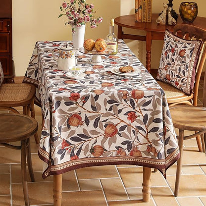 patdrea Designer French Extra Long Rectangle Tablecloth,Vintage Linen Pomegranates Leaves Pattern Tablecloths,Fall Decor Table Cover for Kitchen Dining Christmas,Thanksgiving,67"x118"-Tehran a