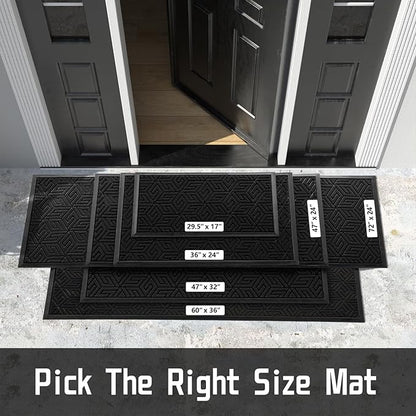 Yimobra Doormat Outdoor Entrance 29.5x17, All-Weather Waterproof Outdoor Mats for Front Door, Non Slip Welcome Door Mat for Patio Proch Outside Entryway Indoor, Black