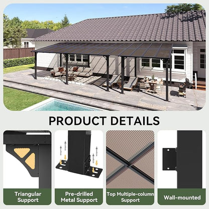 Aoxun 30’x10’ Gazebo with Aluminum Frame & Polycarbonate Panel, Outdoor Patio - Image 3