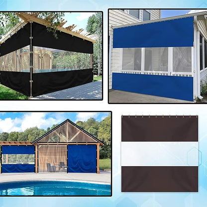 Covers & all Outdoor Clear Panel Curtain, 12 oz Vinyl Outdor Curtains for Patio, Waterproof & Weather Resistant Tarp with Brass Grommets for Pergola, Porch, Gazebos, Balcony (8'H x 15'W feet, Coffee)