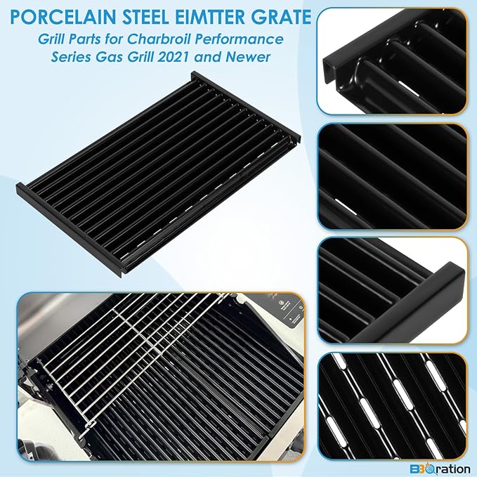 Grill Parts for Charbroil Performance Amplifire 2 Burner 463655621 463655021 463655421 463630021, 17-inch Cooking Grate, Burner and Heat Plate Parts for Charbroil Grill Replacement Parts