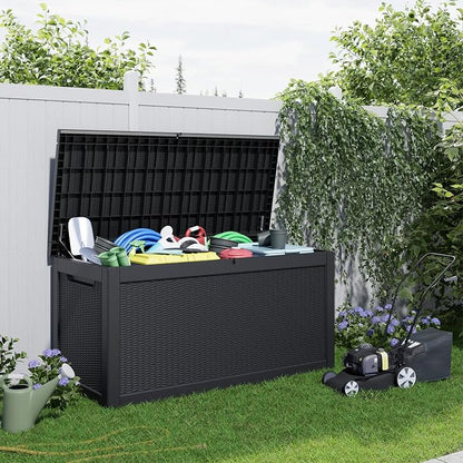 PatioZen 260 Gallon Resin Deck Box, Lockable Patio Outdoor Storage Box - Image 5
