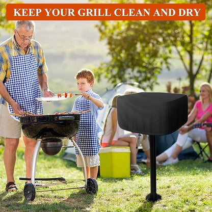 Grill Cover for Park Style Grill, Rectangular Table Top BBQ Grill Cover, Waterproof Oxford Fabric, Compatiable with Grill Within 24.4''×23.6''×19.7''