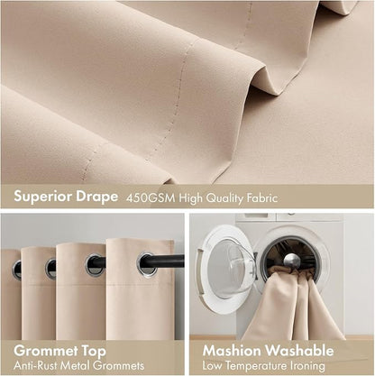 MIULEE Beige 100% Blackout Curtains - Image 7