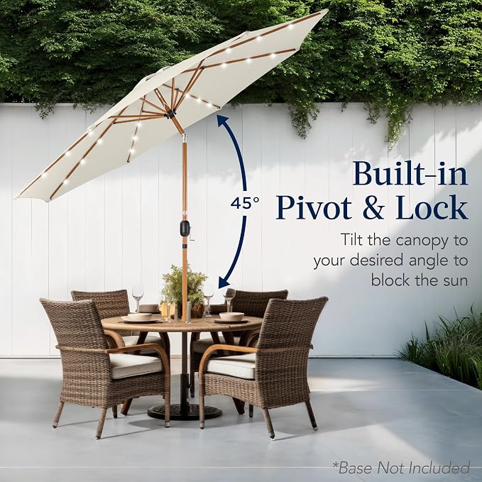 Best Choice Products 10ft Solar Market Patio Umbrella w/Woodgrain Pattern Pole - Image 5