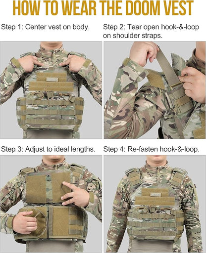 OneTigris DOOM Tactical Vest, Adjustable Airsoft Vest MOLLE Vest for Men