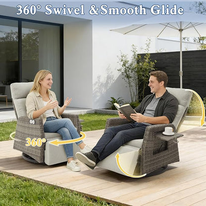 Patio Swivel Rattan Recliner - Image 4