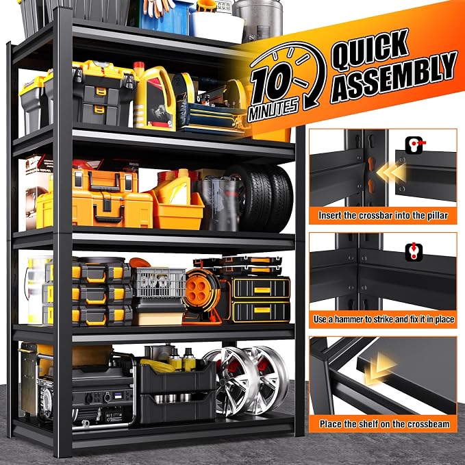 46''W Garage Shelving, AdjustableTall Heavy Duty Shelving, 5T Garage Shelves - Image 8