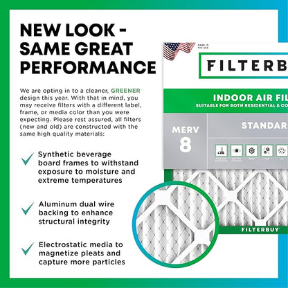 Filterbuy 12x18x4 Air Filter MERV 8 Essential Dust & Allergy Defense (12-Pack), Electrostatic Pleated HVAC AC Furnace Filters Replacement, Made in USA (Actual Size: 11.50 x 17.50 x 3.63)
