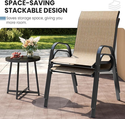 Patio Dining Chair Set of 6, Outdoor Stackable Dining Chairs High Back - Image 4