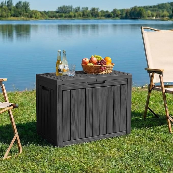 PatioZen 50 Gallon Outdoor Storage Box, Heavy Duty Resin Deck Box Organization - Image 6