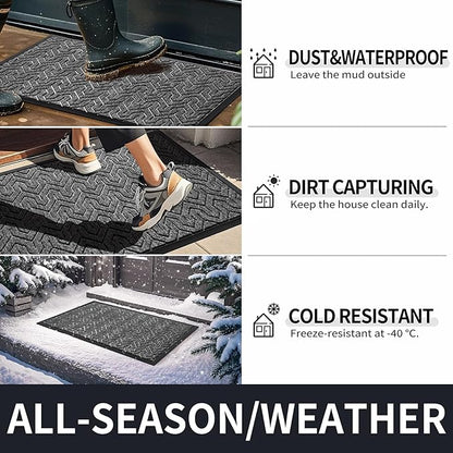 Yimobra Large Door Mat Outside Entrance 36x24, Waterproof Heavy Duty Outdoor Mats for Front Door, Non Slip Rubber Entry Mat for Garage Patio Indoor, Easy Clean, Mix Grey